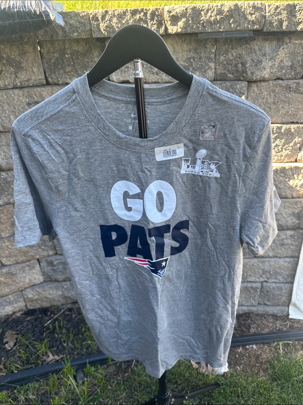Nike New England Patriots 'GO PATS' Gray Tee SuperBowl LX